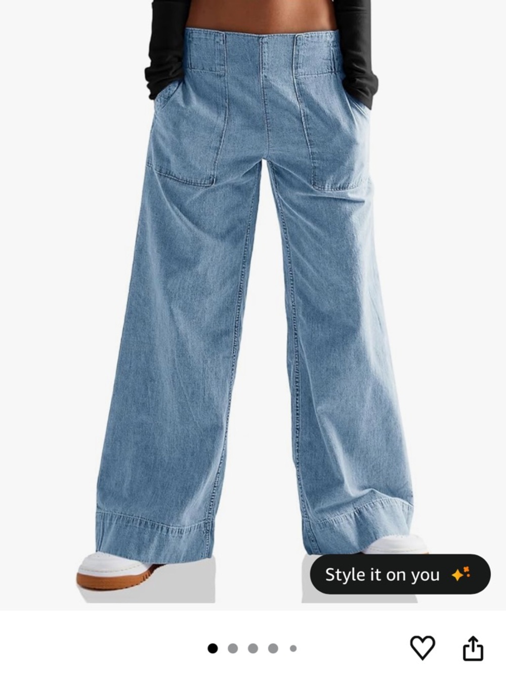 Wide Leg Light Blue Denim Pants